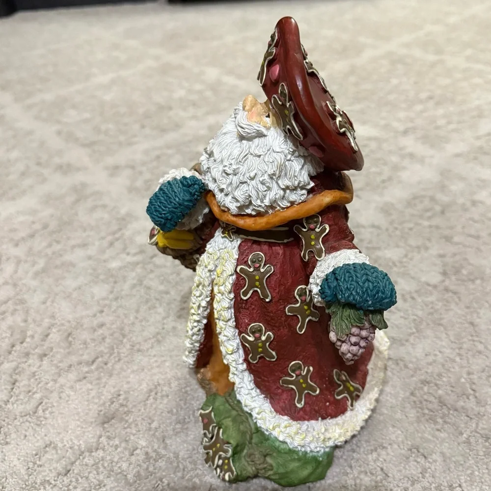 Festive Gingerbread Santa Claus Figurine - Red and Green